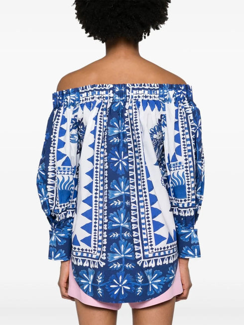 FLORA TAPESTRY OFF-WHITE LONG SLEEVE BLOUSE